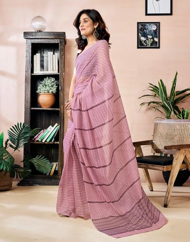 Image of SIRIL Women's Printed Chanderi Cotton One Minute Ready to Wear Saree with Unstitched Blouse Piece