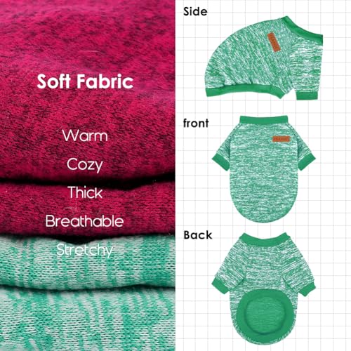 Image of 2 Pcs Dog Sweaters for Small Dogs Girl Boy Winter Fleece Clothes Warm Soft Dog Sweatshirt Outfit for Dogs Cats Pet Apparel