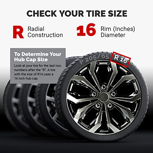 Pilot Automotive WH138-16GB 16 Inch Spyder Black & Gunmetal Grey Universal Hubcap Wheel Covers For Cars - Set Of 4 - Fits Most Cars - Image 4