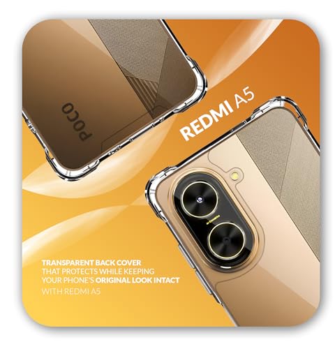 Image of Back Cover Case + Screen Protector for Redmi A5 / Redmi A5 4G | Transparent Mobile Phone Back Case Cover for Redmi A 5 / RedmiA5 4G | TPU Transparent Mobile Phone Back Cover Case