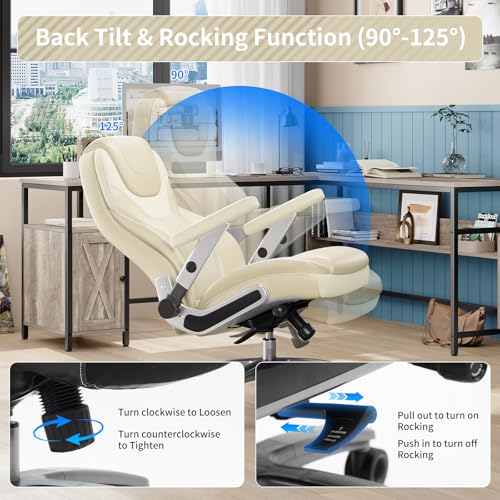 Image of Big and Tall Office Chair with 5D Arms, 600lbs Fabric & PU Leather Heavy Duty Desk Chair, Adjustable Lumbar Support & Height, Tilt Function, High Back Ergonomic Executive Computer Chair