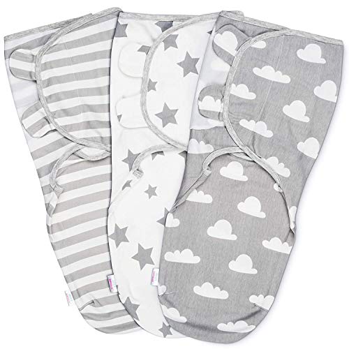 Copertina Neonati Cotone Fasciante - Swaddle Neonato Maschio e Ragazza – Kit 3x Copertine Fascianti – Coperta Avvolgente Neonato - 100% Cotone – Small 0-3 Mesi