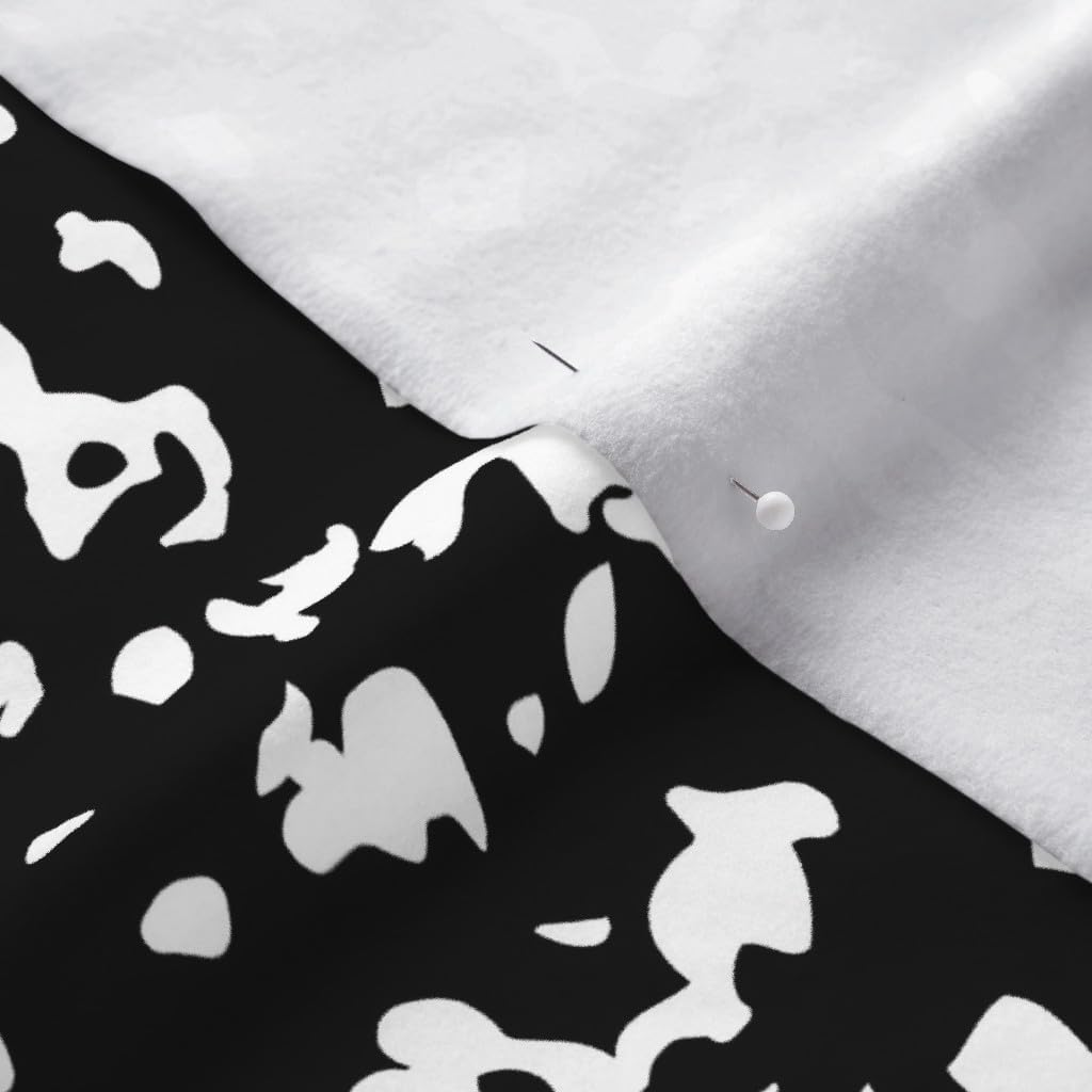 Spoonflower Fabric - Abstract Monochrome Black and White Retro Marble Kid Nursery Notebook Printed on Polartec(R) Fleece Fabric by The Yard - Sewing Blankets Loungewear and No-Sew