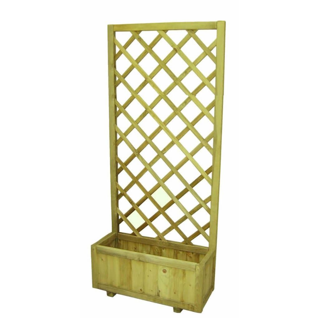 milani home fioriera da giardino in legno di pino impregnato con griglia