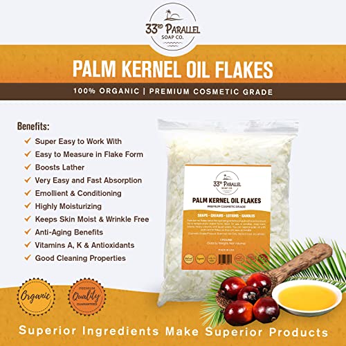33Rd Parallel Soap Co. Organic Palm Kernel Oil Flakes (1 Lbs / 16 Oz) Non-Gmo; Premium Cosmetic Grade Palm Kernel Oil Flakes For Soap Making thumb #3