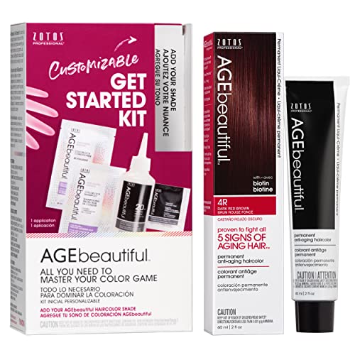 Image of AGE beautiful Permanent Hair Color Cream, 100% Gray Coverage Hair Dye with Biotin Anti-Aging Formula for Fuller, Thicker Hair, Professional Salon Quality