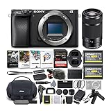 Sony a6400 Body Only Mirrorless Digital Camera Bundle: 64 GB SDXC Card, Filter Kit, 3 Batteries, USB Charger, Focus Camera Photo Suite, Messenger Bag, VCT-SGR1 Grip, SD Card Wallet, Shotgun Mic