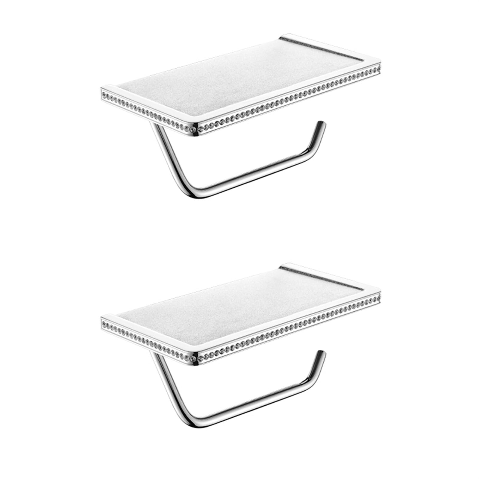 Stały uchwyt na papier toaletowy, Silver Stainless Steel Toilet Paper Holder Mobile Phone Shelf Wall Mount(2 Pcs)