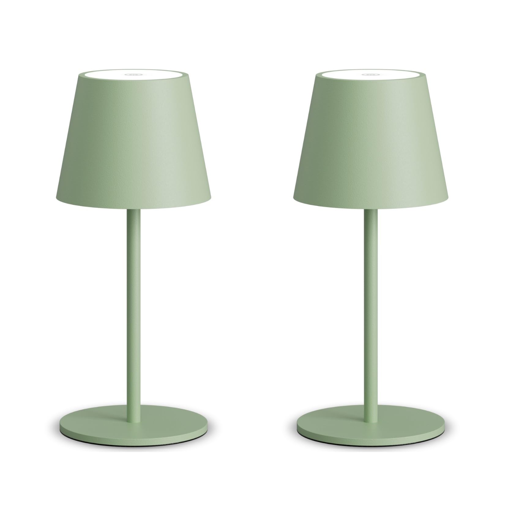 Dimmable 2pcs led recargable lámpara de mesa 26CM, 5000mAh(5V 2A) camping lámpara recargable, 3W 3000K lámpara, IP54 al aire libre para restaurante, dormitorio,Oficina(Verde)