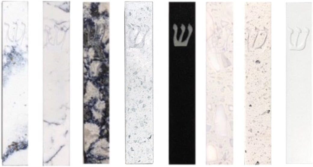 A&S Mezuzot Quartz Mezuzah Case with Engraved Shin Design Easy Peel and Stick Judaica Door Mezuza (Terrazzo Marble, 7 Inches)