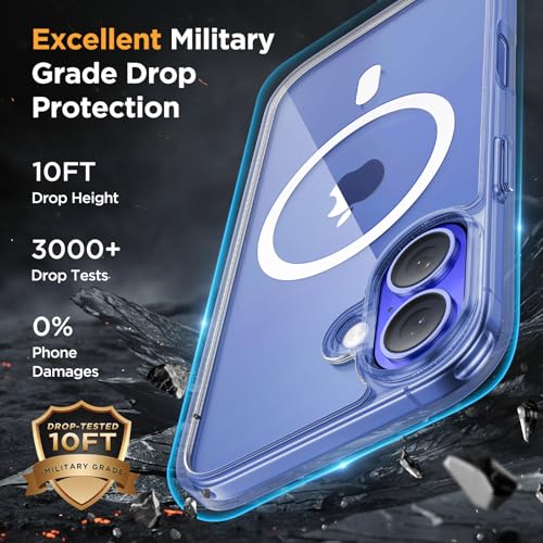 Image of Miracase Magnetic Clear for iPhone 16 Plus Case [Compatible with MagSafe] [with 2X Screen Protectors] Military-Grade Protection, Anti-Fingerprint, Slim Phone Case for 16 Plus 6.7 inch - Crystal Clear