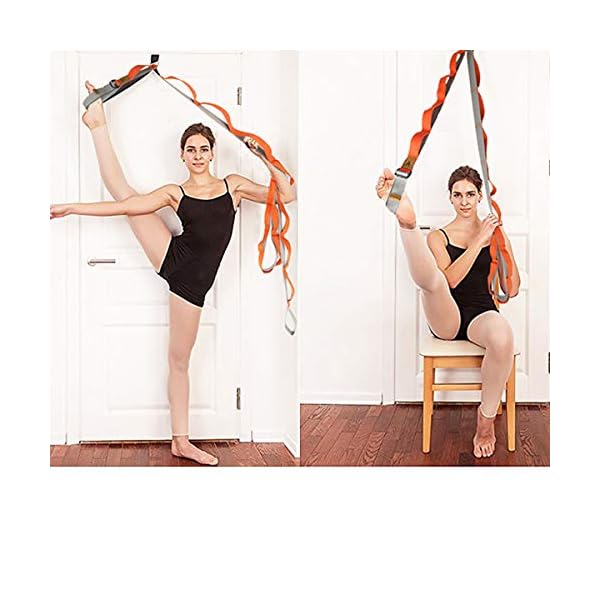 Door Leg Stretcher, Door Flexibility & Stretching Leg Strap - Great for Ballet Cheer Dance Gymnastics or Any Sport Leg Stretcher Door Flexibility Trainer Premium Stretching Equipment (Orange)