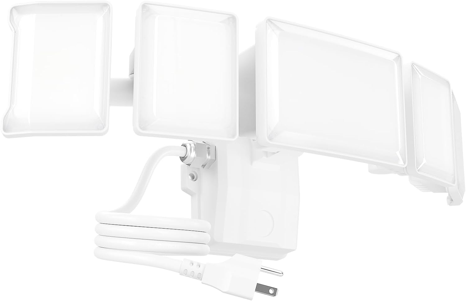 Olafus 100W Flood Lights Outdoor Plug in, 10000LM LED Security Light, 6500K Exterior Flood Lights with 5 Adjustable Heads, IP65 Waterproof Outdoor LED Safety lamp for Backyard Garage Patio White