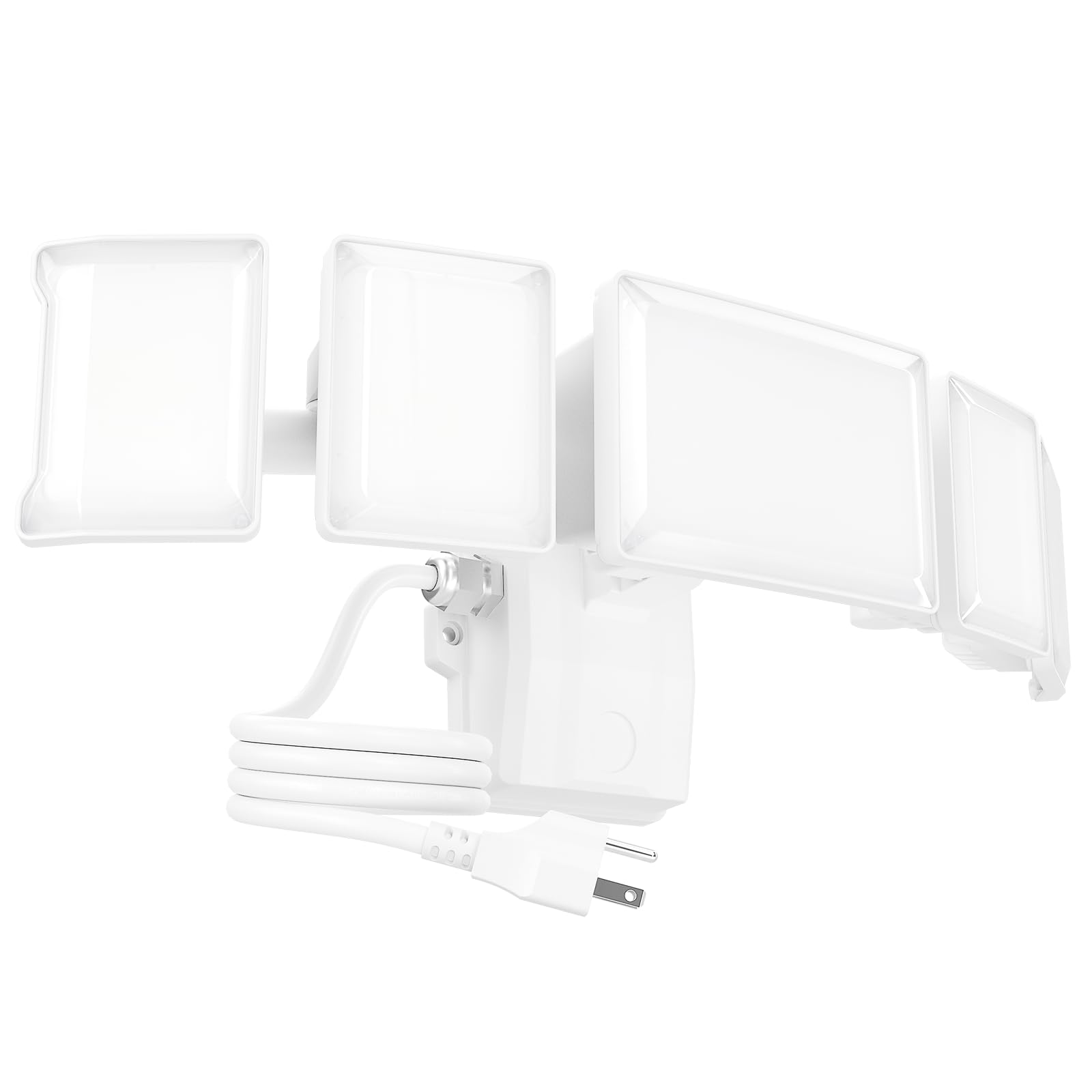 Olafus 100W Flood Lights Outdoor Plug in, 10000LM LED Security Light, 6500K Exterior Flood Lights with 5 Adjustable Heads, IP65 Waterproof Outdoor Flood Light Fixture for Backyard Garage Patio White