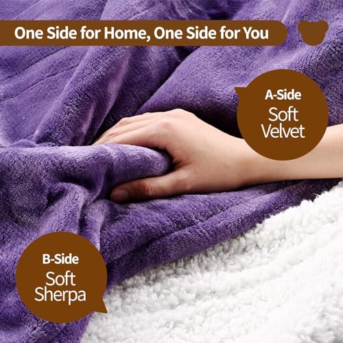 Image of Bearhug Electric Blanket King Size 100 inch x 90 inch, Dual Controller Heated Blanket, Velvet & Sherpa, 10-Heating Level & 0.5-12H Auto Off, Over-Heat Protect, ETL, Machine Washable