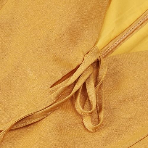 Image of Amazhiyu Womens 100% Linen Summer V Neck Tie Front Sleeveless Mini Tank Dress