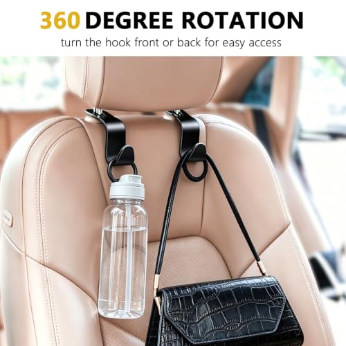 Image of 4 Pack Car Back Seat Headrest Hook Hanger for Purse Grocery Bag Handbag Hat, Purse Hook for Car with Clip