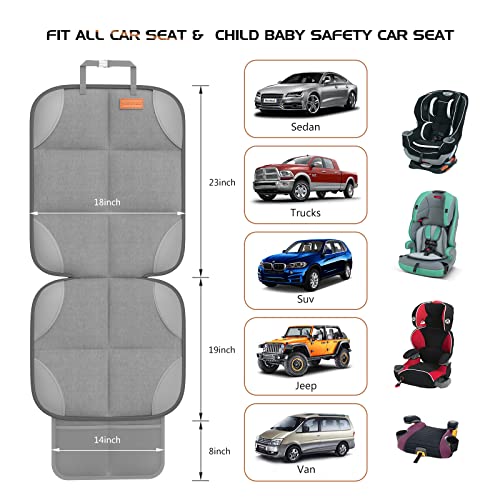 Image of SMART ELF 2 Pack Car Seat Protector-600D Fabric Waterproof (Light Grey) | Baby /Pets for Child Car Seat with Thicily Padded and Non-Slip Backing Mesh Pockets, Universal Size - Sedan SUV Truck