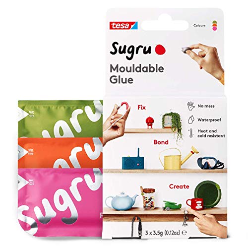 Sugru Moldable Multi-Purpose Glue for Creative Fixing and Making, 3-Pack, Pink, Orange & Green, 3 Piece