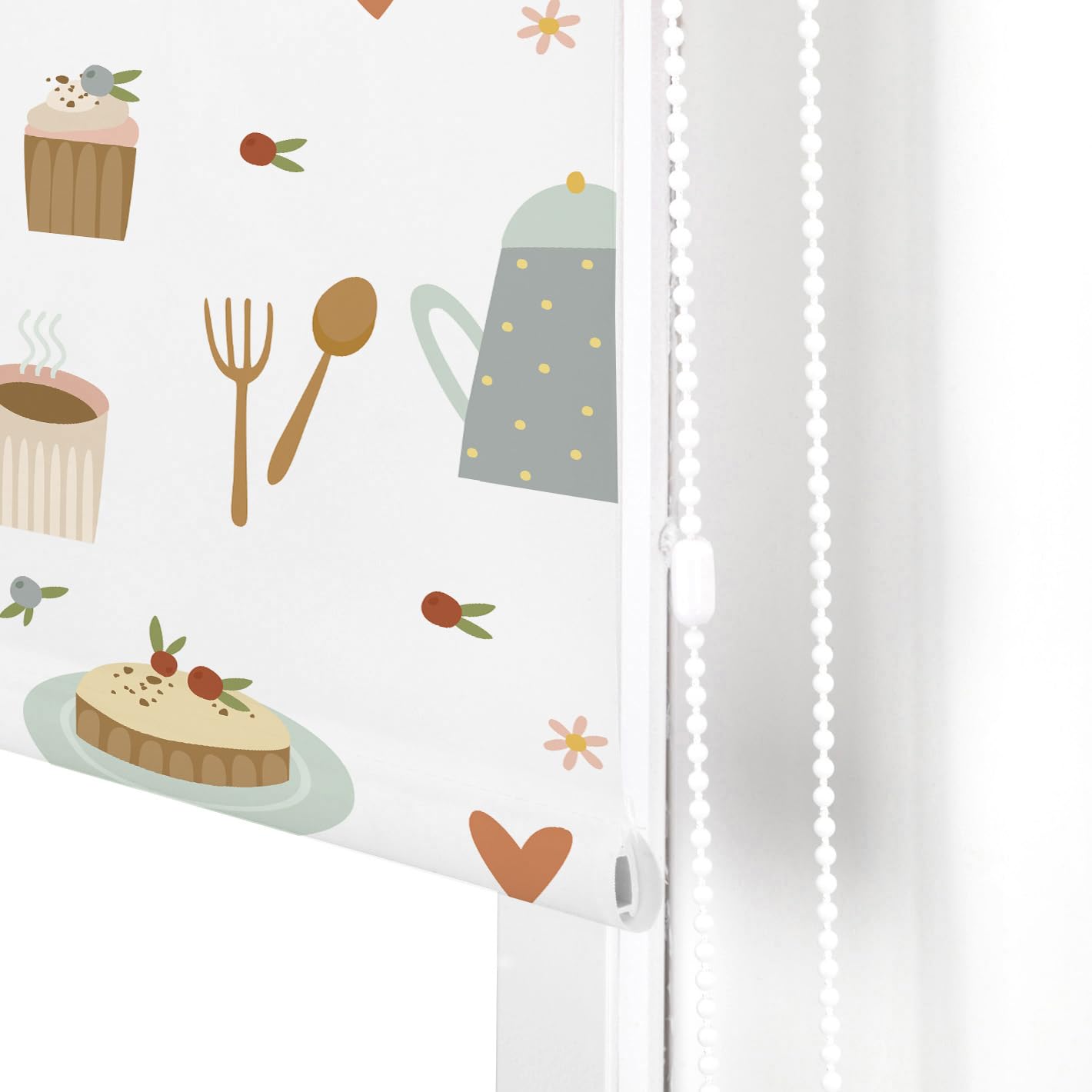 Blindecor Digital | Estor Enrollable Translúcido Estampado |Familia Cocina| Modelo C-TETERIA | 110 x 180 cm (Ancho por Alto) Tamaño de la Tela 106 x 175 cm | Estores para Ventanas