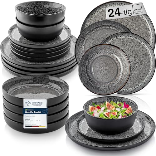 SÄNGER Sydney | Tafelservice 24 teilig, Steingut Geschirr Set 6...