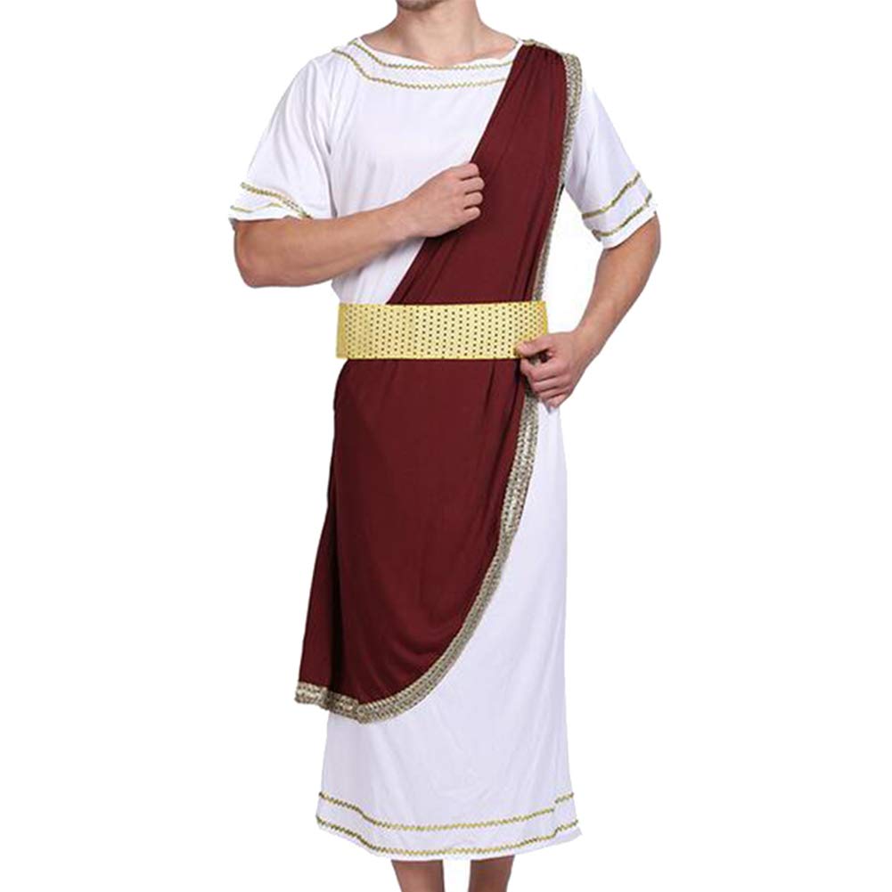 Julius Caesar Cosplay Costume Retro Rome Costume with Tiara Shoulder Drape and Belt Halloween Costume Men's Party Uniform 1 Set