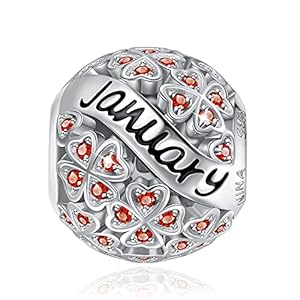 NINAQUEEN Vierblättriges Kleeblatt Geburtsstein Charms für Pandora Charms Armband/Halskette, 925 Sterling Silber Anhänger Geschenk zum Muttertag Bead Geschenke für Frauen mit Schmuckbox