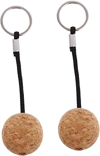 INOOMP 2pcs Cork Float Keychain for Keys Fishing Keychain Circle Key Ring Kayaking Keychain Outdoor Sports Key Fishing Keyring Floating Ball Key Chain Floatable Keyring Float Ball Keyring