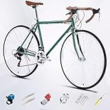 700C Rennrad mit Gebogener Drop Bar Lenker, Single Speed Retro City Stadt Fahrrad, Rahmen aus Kohlenstoffstahl, Leichtes Fahrrad für Mädchen Jungen Herren und Damen B,Variable Speed