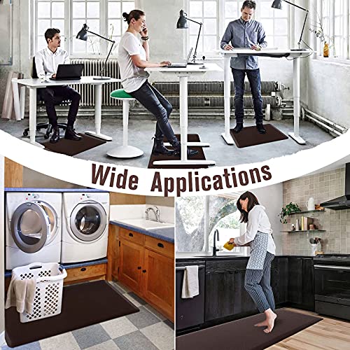Carvapet Anti-Fatigue Floor Mat Cushioned Kitchen Comfort Mat Waterproof Non-Slip Standing Desk Mats And Rugs Heavy Duty Pvc Ergonomic Foam Mat For Home Kitchen Office Laundry,Brown,17.3"X39" #TOP5
