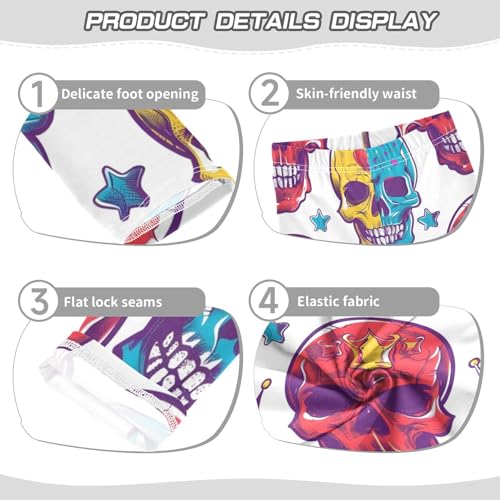 Bolaz Toddler Girls Leggings Printed Yoga Pants Leggings Yellow Blue Green Purple Skulls for Kids3