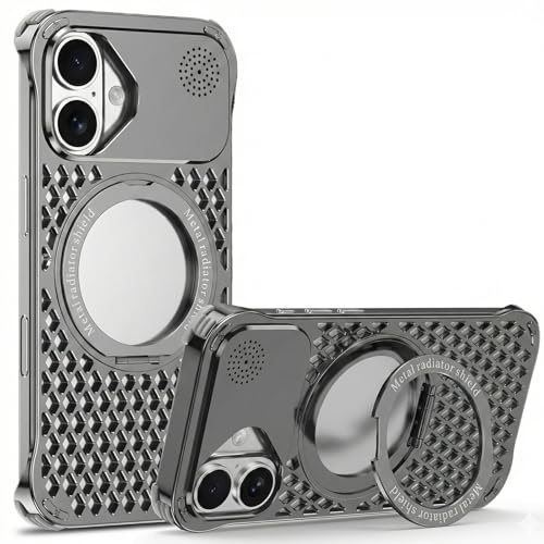 Bumper iPhone 17 MagSafe noir coque aluminium ouverte antichoc avec anneau support