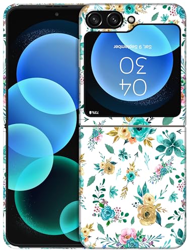 Coque Samsung Galaxy Z Flip 5 GlamCase - Étui de protection arrière floral bleu en plastique fin