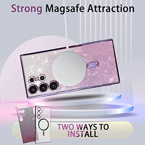 ankofave Capa transparente magnética para Samsung Galaxy S23 Ultra com capa MagSafe, [protetor de le