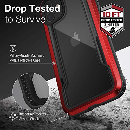 Image of X-Doria Raptic iPhone 12 Mini Case, Shield (Anodized Aluminum, TPU & Polycarbonate) Protection Case /Cover Designed for iPhone 12 Mini 5G (5.4-inch) (2020) (Military Drop Tested) - Red