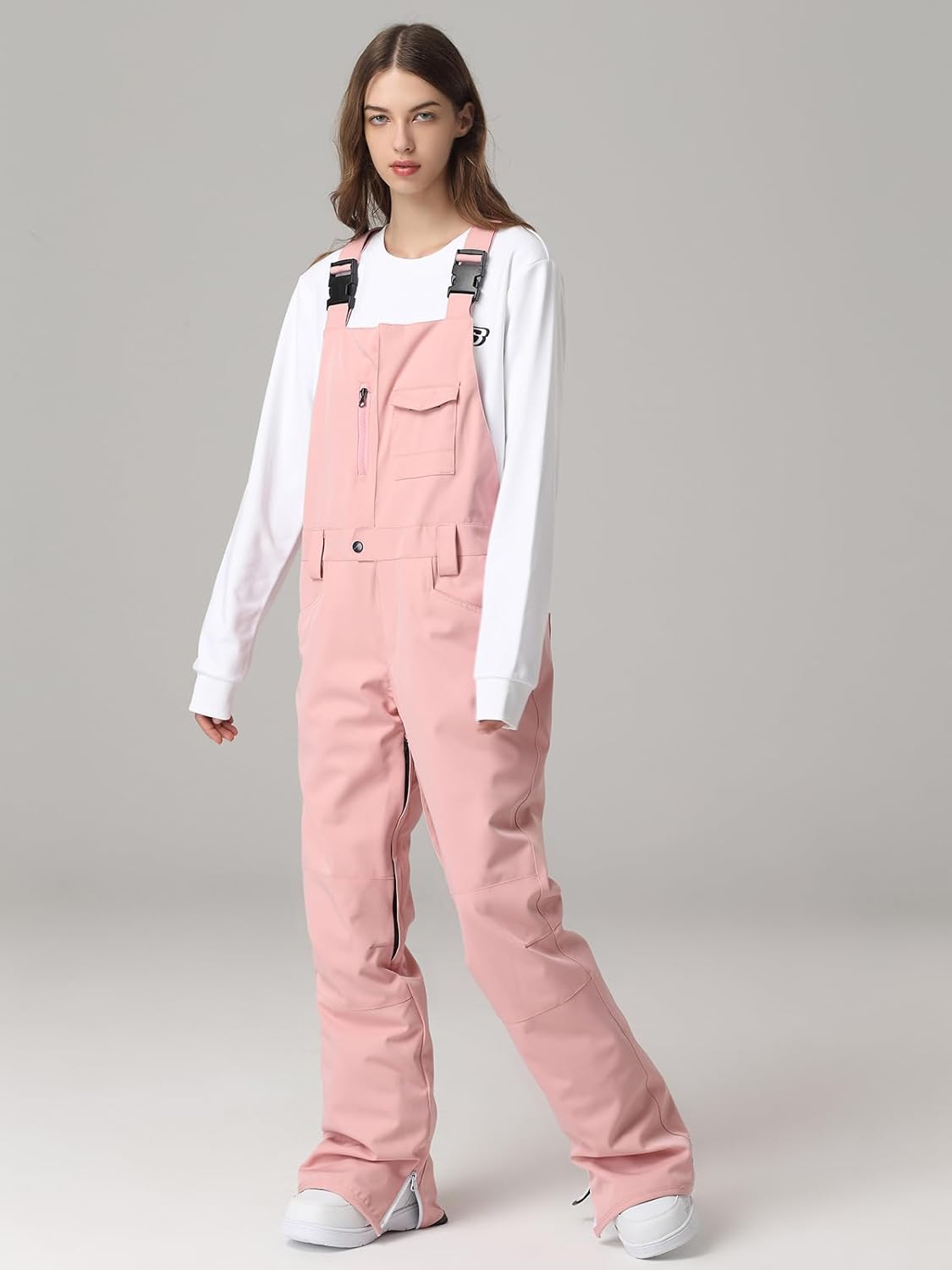 SEARIPE Womens Ski Pants Waterproof Ski Bibs Women Insulated Snow Bibs Adjustable Overalls Ripstop Snowboard Pant(L-Pink,L) - Image 4