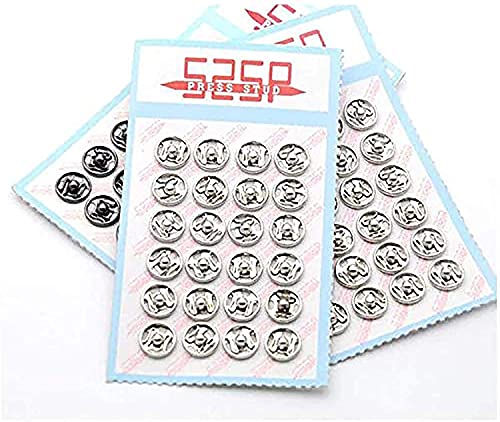 Boutons-pression à coudre YICBOR lot de 288 sets en métal argenté et noir 8mm