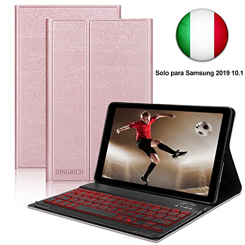 D DINGRICH Tastiera [ Italiano Layout] Custodia per Samsung Galaxy Tab A 10.1SM- T510/SM- T515, Custodia con Tastiera Retroilluminata Rimovibile, Cover con Tastiera per Samsung Galaxy Tab A 10.1 2019