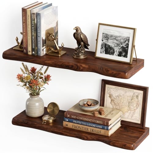 TURKIO Walnut Finish Floating Shelves