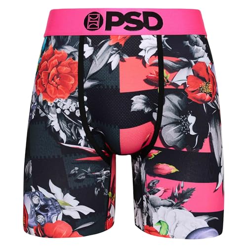 PSD Men's Boxer Briefs - Floral Demise, 7 Inch Inseam, Moisture-Wicking, 4-Way Stretch, Boxer Briefs for Men, 2X-Large2