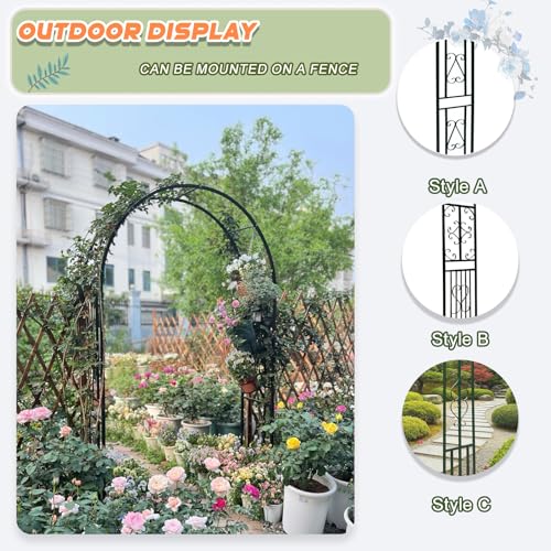 Arco metálico de jardín de 260cm resistente a la intemperie para enredaderas robustas 5