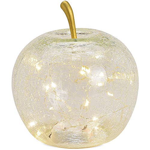 matches21 Pomme avec 20 lumières LED et minuterie, objet décoratif en verre, lumière décorative en forme de pomme, décoration de maison transparente, 1...