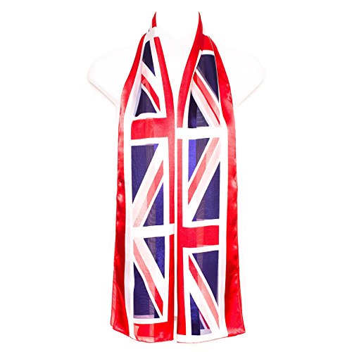 Hat To Socks Union Jack UK Flag Red White Blue Chiffon Satin Scarf for Women2