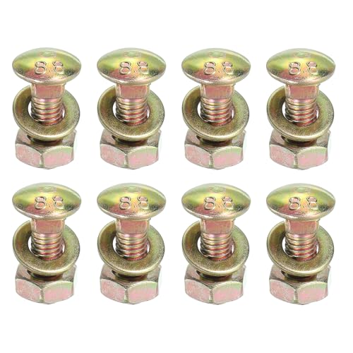Image of uxcell M8 x 20mm Carriage Bolt Kit, 12 Set Round Head Square Neck Screws, Carriage Bolts Screws Set Includes Washers and Nuts - Carbon Steel Zinc Plated for Fastening Accessories