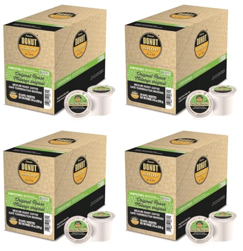 Authentic Donut Shop Blend Original Roast Coffee, Compostable Single Serve Coffee Pods Compatible with Keurig K-Cup Brewers, 20 Count per Box, 4 Boxes