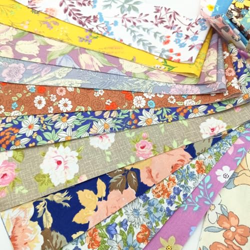 Image of 7Pcs 20 inch x 20 inch Cotton Fabric DIY Making Supplies Quilting Patchwork Fabric Fat Quarter Bundles DIY for Quilting Cotton Patchwork Cushions (Brown, 2.4 inch x19 inch)