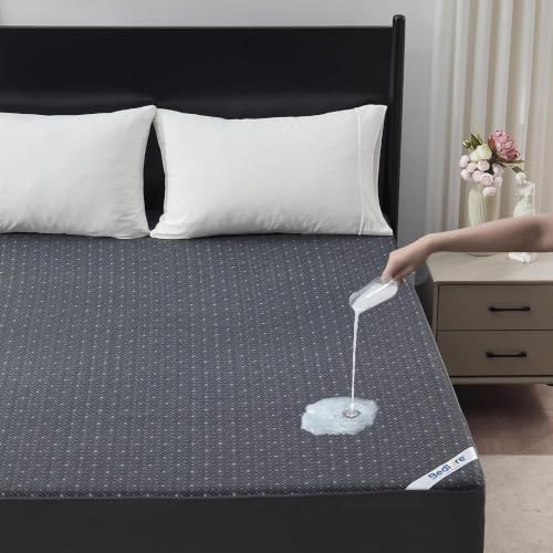 BEDLORE California King Mattress Protector Waterproof Noiseless Mattress Cover with Deep Pocket for 6-18 inches Mattress Soft Breathable Mattress Pad Machine Washable (Dark Gray)