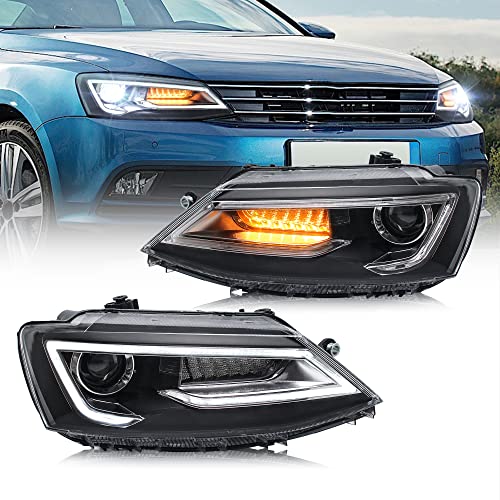 VLAND Projector LED Headlights Compatible with Je-tta 2012-2018 (NOT Fit GLI Models) w/Sequential Turn Signal, Need D2H/ D2S Bulbs(NOT Included)
