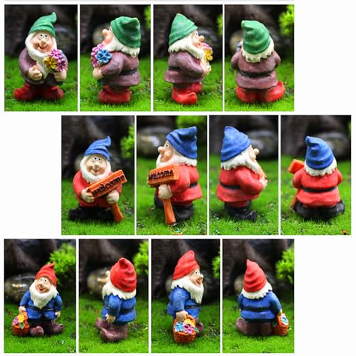Gartendeko Figuren,xlwen 7 Stück Miniatur-Gartenzwerge,Gartenfigur aus Harz,Dekorative Zwergenstatuen aus Harzmaterialien, Verwendet für Weihnachtsfeiern, Gärten, Bücherregale, Schreibtischdekoratione – Bild 5