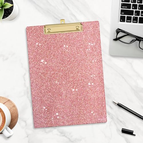 Image of Acrylic Confetti Clipboards, Sparkly Clip Board with Low Profile Gold Clip, Designed for Classroom School and Office Use, A4 Letter Size 9 x 12.5 in, Cute Pink